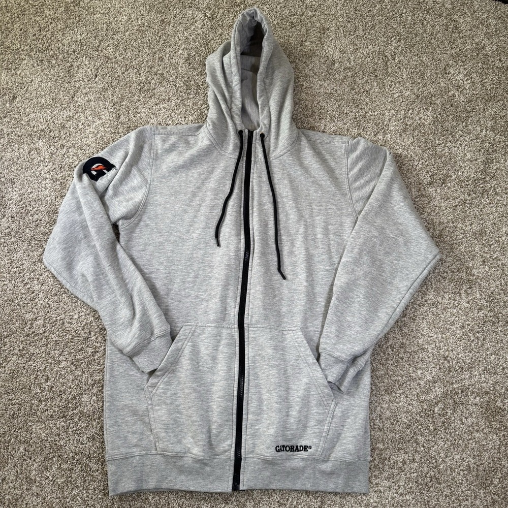 Gatorade Zip Up Size L Lightweight Cotton Blend Drawstring‎ Hoodie Sweatshirt